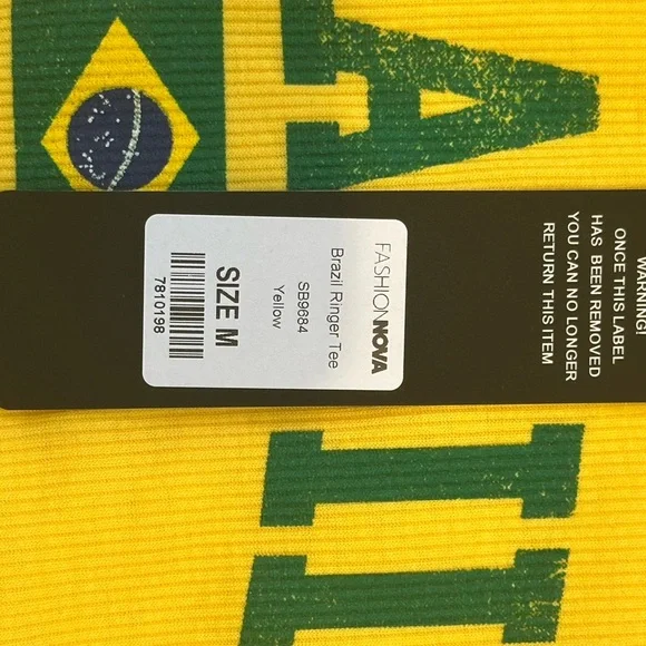 Fashion Nova Yellow and Green Brazil Shirt - Picture 2 of 2